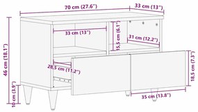 Buffet de TV 70x33x46 cm Madeira Sólida de Mangueira