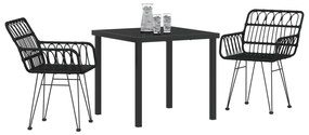 Conjunto de Jantar Jardim 3 Peças Preto Poliéster Rattan