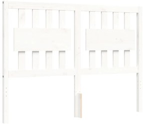 Estrutura de cama com cabeceira 140x190cm madeira maciça branco