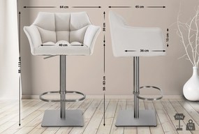 Banco de bar Damaso em tecido e com estrutura prateada 64 x 88-113 x 45 cm Branco