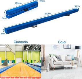 Barra de equilíbrio portátil para treino de fitness Viga de equilíbrio dobrável 210 x 10 x 6,5 cm Azul
