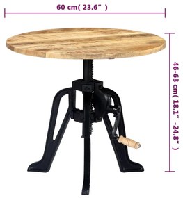 Mesa de apoio 60x(46-63) cm mangueira maciça e ferro fundido