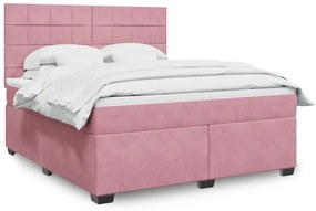 vidaXL Cama com molas/colchão 180x200 cm veludo rosa