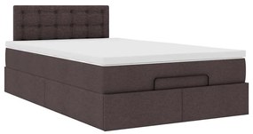 Cama otomana com colchão 120x200 cm tecido castanho escuro