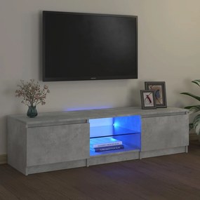 Móvel de TV com luzes LED 140x40x35,5 cm cinzento cimento