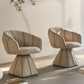 Pack De 2 Poltronas Giratórias Estofadas Tallin Bouclé Cores Naturais - Sklum