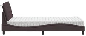 Cama com colchão 100x200 cm tecido castanho-escuro