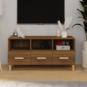 vidaXL Móvel p/TV 102x36x50cm madeira processada cor carvalho castanho