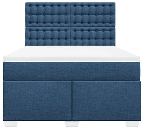 Cama com molas/colchão 140x190 cm tecido azul