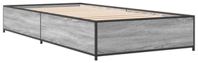Estrutura cama 100x200 cm derivados madeira/metal cinza sonoma