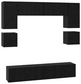 Conjunto de móvel de TV 8 pcs Carvalho Preto 80 x 30 x 30 cm