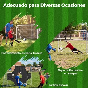 Baliza de Futebol Juvenil 2 em 1, 215 x 77 x 152 cm, Tela de Pontuação Removível, Preto + Branco