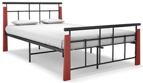 Estrutura de cama 120x200 cm metal/madeira de carvalho maciça