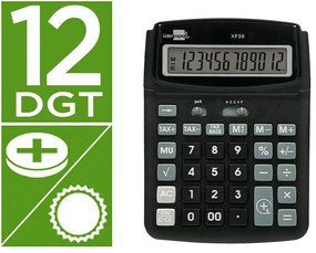 Calculadora de Secretária xf39 12 Digitos Solar e Pilhas Cor Preto 190x140x32 mm 40% Plástico Reciclado