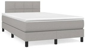 vidaXL Cama boxspring com colchão 120x190 cm tecido cinzento-claro