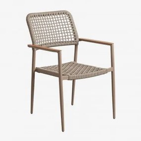 Cadeira De Jardim Empilhável Com Braços Em Alumínio E Corda Entrançada Nediam Moka Brown - Sklum