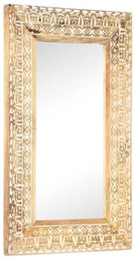 Espelho esculpido à mão 80x50x2,6cm madeira de mangueira maciça