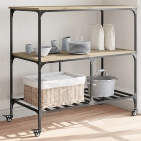 vidaXL Carrinho cozinha 100x50x95 cm deriv. madeira carvalho sonoma