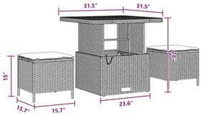 Conjunto de Sofá de Jardim 9 Peças com Almofadas de Rattan Preto e Acá