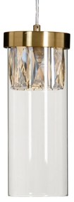 Candeeiro de Teto Cristal Dourado Metal 11 X 11 X 45 cm