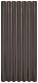 Painéis de telhado 12 pcs 80x36 cm aço revestido a pó castanho