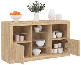 Aparador com luzes LED 123x37x67 cm carvalho sonoma