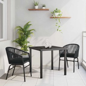 vidaXL Conjunto de Jantar de Jardim com 3 Peças - Vime Preto Multicolorido