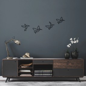 Acessório Decorativo de Parede Birds – Preto – 18x21 cm, 20x24 cm, 20x