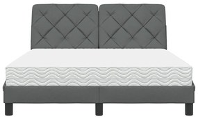 Cama com colchão 140x190 cm tecido cinzento-escuro