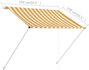 Toldo retrátil 150x150 cm amarelo e branco