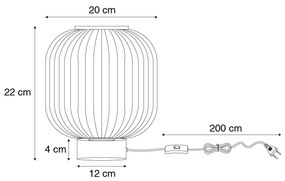 LED Candeeiro de mesa inteligente preto com vidro fumê incluindo WiFi A60 - Karel Art Deco