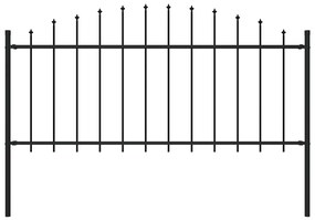 Cerca de jardim com topo em lanças (0,5-0,75)x1,7 m aço preto