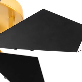 Candeeiro de teto design preto com 5 luzes douradas - Sinem Design