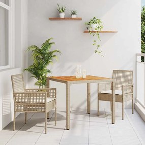 vidaXL Conjunto de Jantar de Jardim com Almofadas Bege Polyrattan