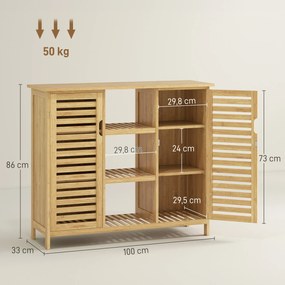 Sapateira de Bambu em Ripas com Prateleiras e Compartimentos Abertos para 9 Pares de Sapatos 100x33x86 cm Madeira
