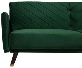Sofá-cama de 3 lugares em veludo  verde SENJA Beliani