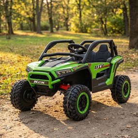 Buggy elétrico para Crianças 24V, 4x4 Buggy 4x4 KCK Rodas de espuma EVA, Assento Couro ecológico, Controlo Remoto Verde
