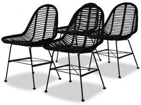 vidaXL Cadeiras de jantar 4 pcs vime genuíno preto