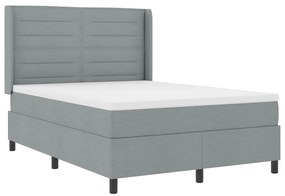 Cama com Estrado e Colchão Cinza Claro 140x200 cm em Tecido
