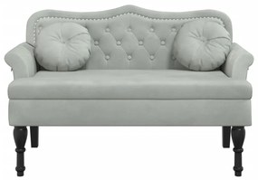 Banco com almofadões 120,5x65x75 cm veludo cinzento-claro