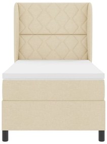 Cama com Estrado e Colchão - Creme 100x200 cm em Tecido