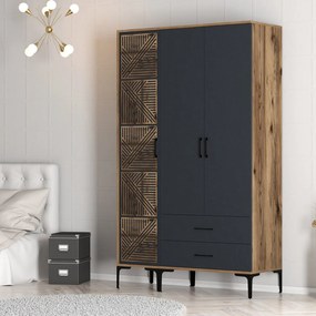 Guarda-roupa Kumsal PT – Nogueira/Antracite – 120x47,5x201,4 cm