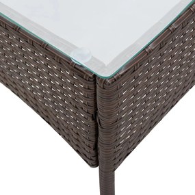 4 pcs conjunto lounge jardim c/ almofadões vime PE castanho