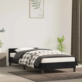 Estrutura cama c/ cabeceira sem colchão veludo 90x200 cm preto