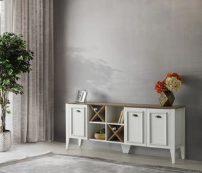 Aparador Rustic – Branco e Nogueira (180 x 72 x 35 cm) | Estilo, Funci