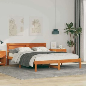 vidaXL Estrutura da Cama com cabeceira Marrom Cera 160 x 200 cm