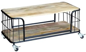 vidaXL Mesa centro madeira de mangueira sólida 100x50x35 cm