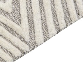 Tapete de lã cinzenta e branca 140 x 200 cm GOKSUN Beliani