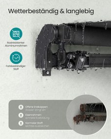 Toldo varanda articulado 250 x 200 cm com manivela para uma proteção solar fiável, cinzento