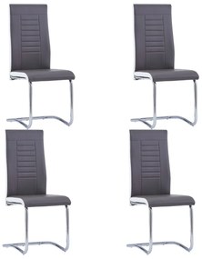 vidaXL Cadeiras de jantar cantilever 4 pcs couro artificial cinzento